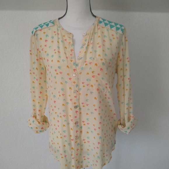 MAISON SCOTCH 100% Silk Western beaded Blouse Womens size S - Picture 8 of 10
